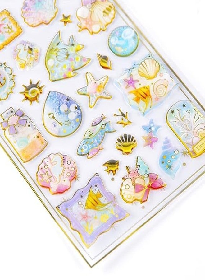 NVF Ocean Resin Effect Transparent Sticker Set | Seashell, Starfish & Sea Life Aesthetic Stickers for Journals, Scrapbooking & DIY Crafts - Image 5